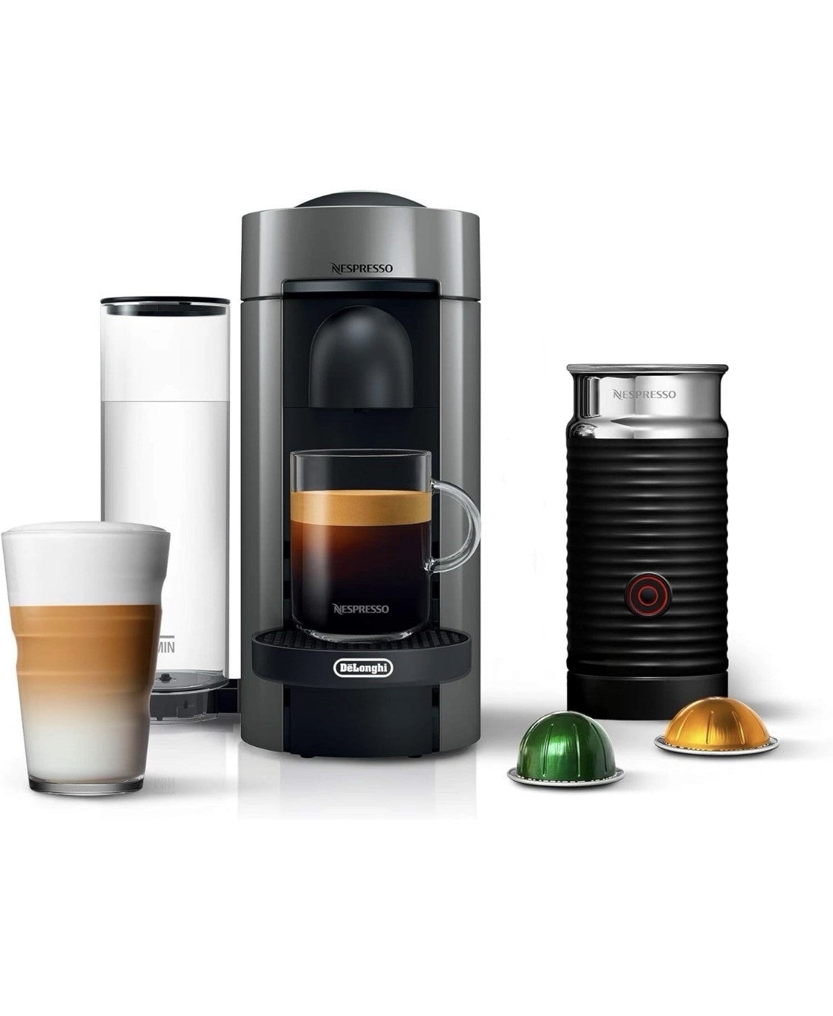 Nespresso Vertuo Plus & Aeroccino3 ENV155TAE  w/ Milk Frother DeLonghi Grey New