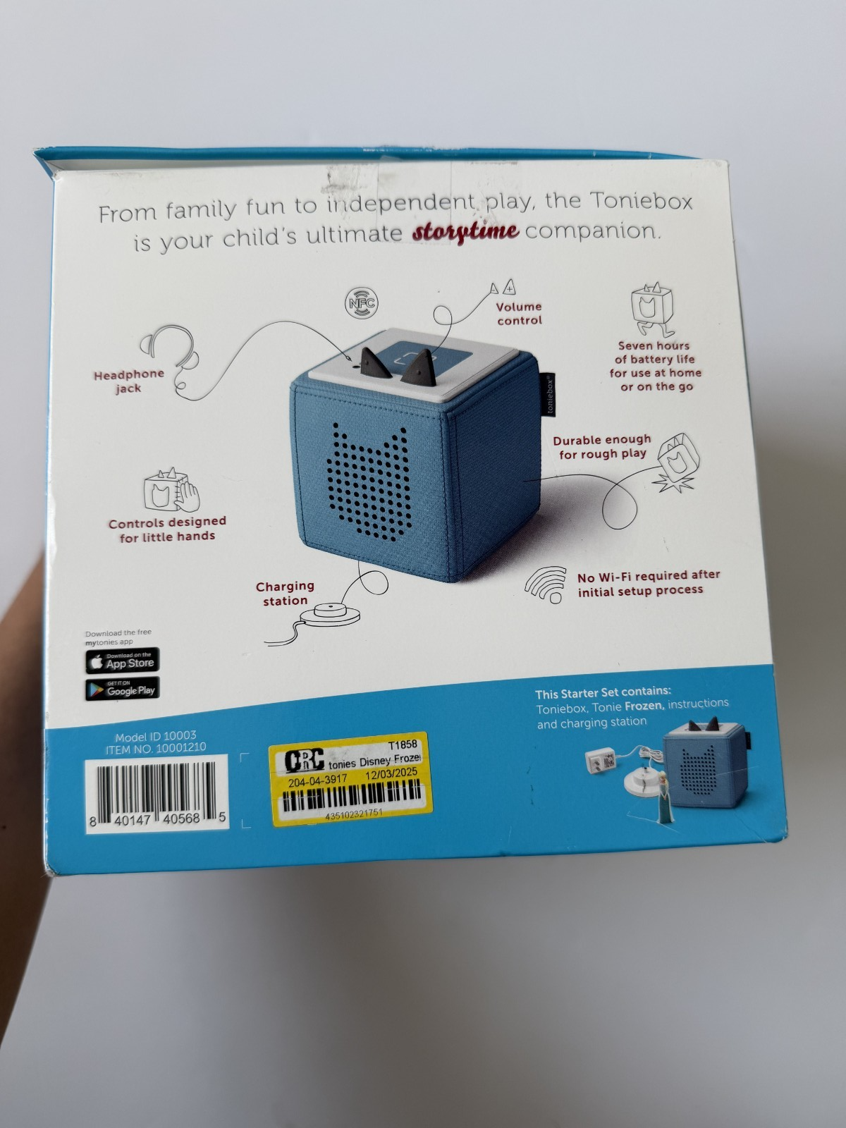 Tonies Original Tonie Box Frozen Sky Blue With Charging Station- Without Elsa