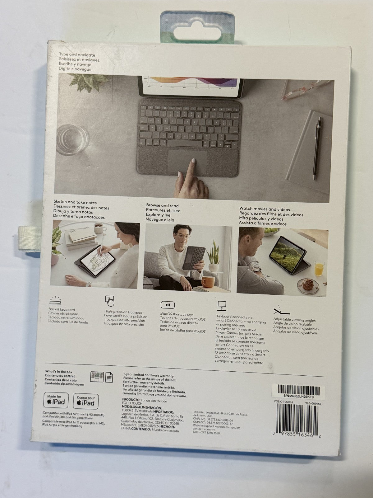 Logitech Folio Touch Keyboard Case For Apple iPad Air 4th 5th Gen 4 5 Graphite