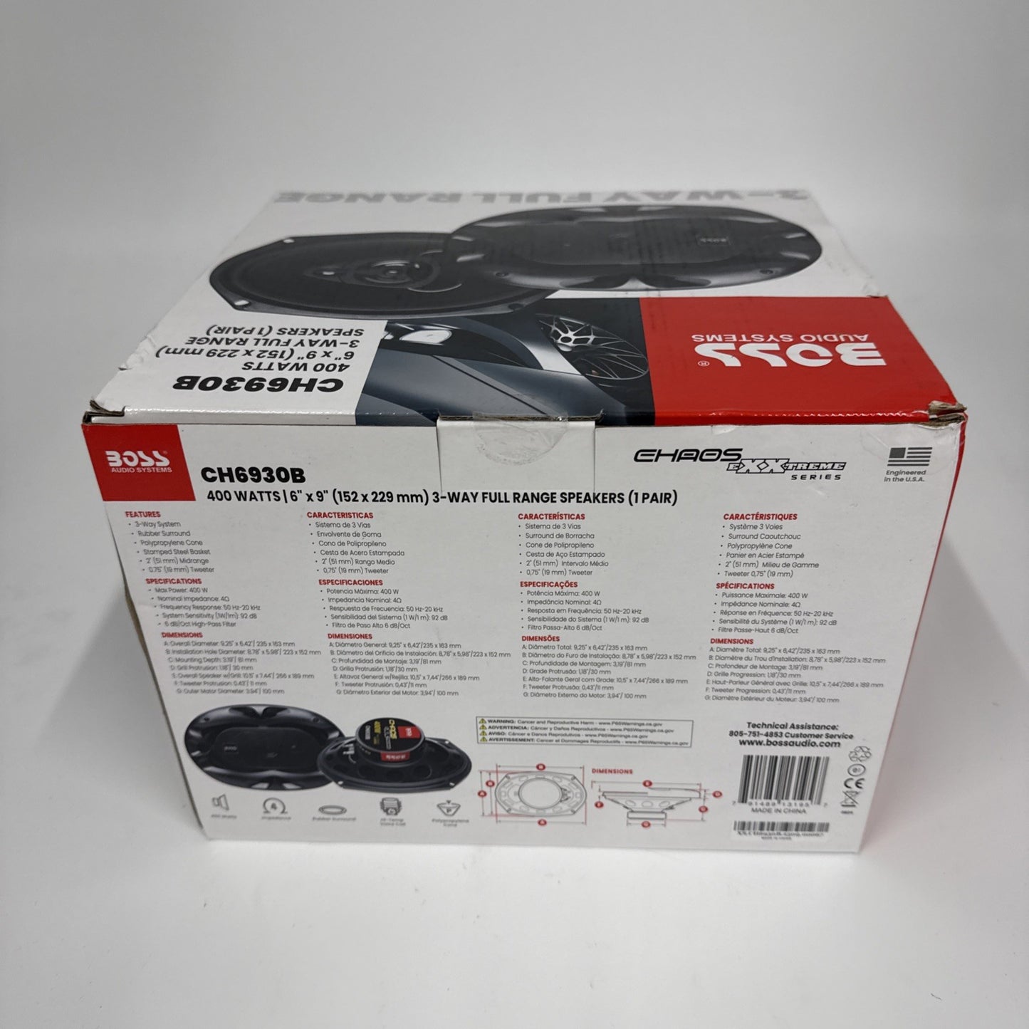 BOSS Audio Systems CH6930B Chaos Series 6 x 9 Inch Car Stereo Door Black 