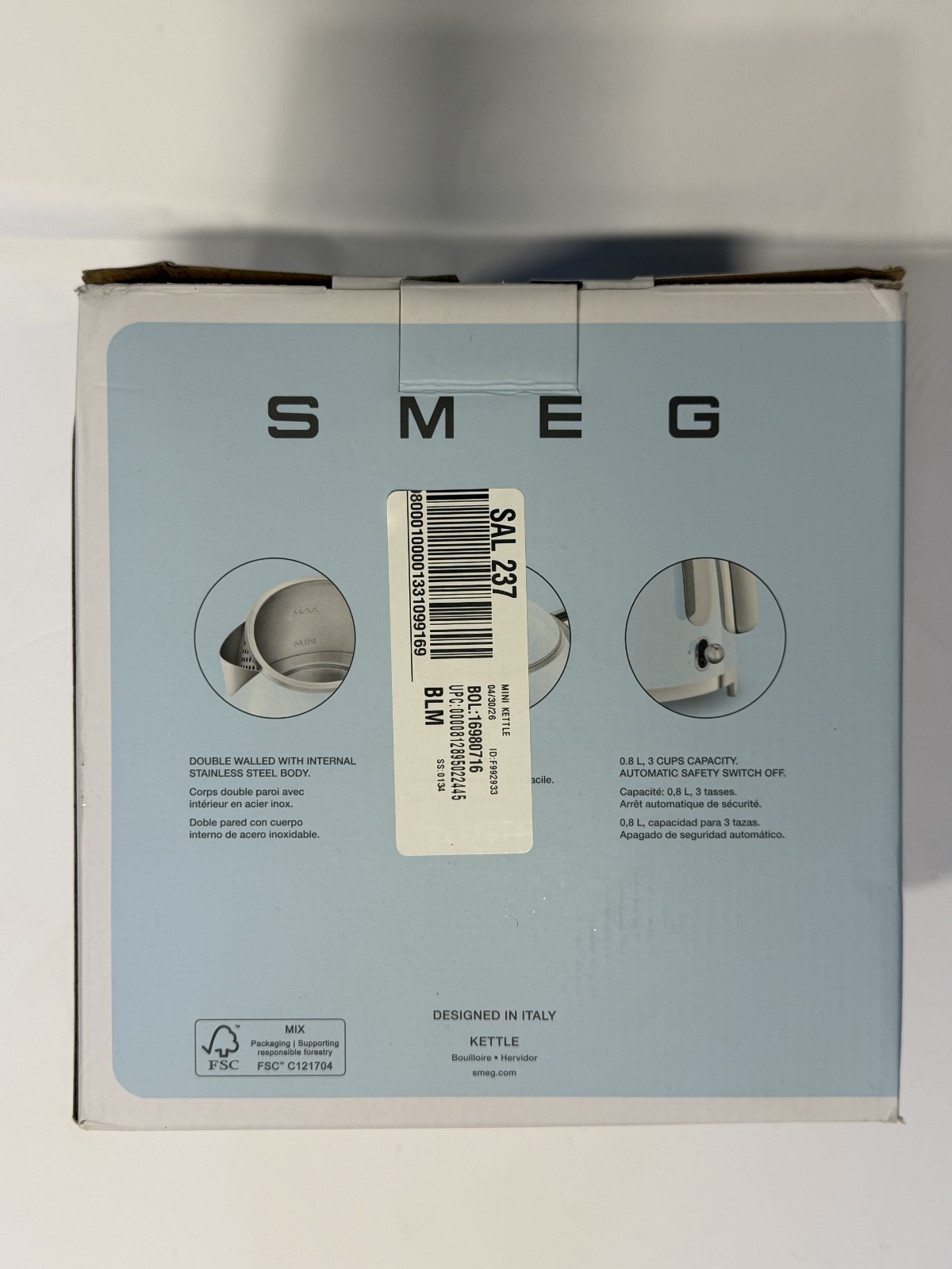 Smeg Electric Kettle - KLF04WHUS - White, New, Open Box