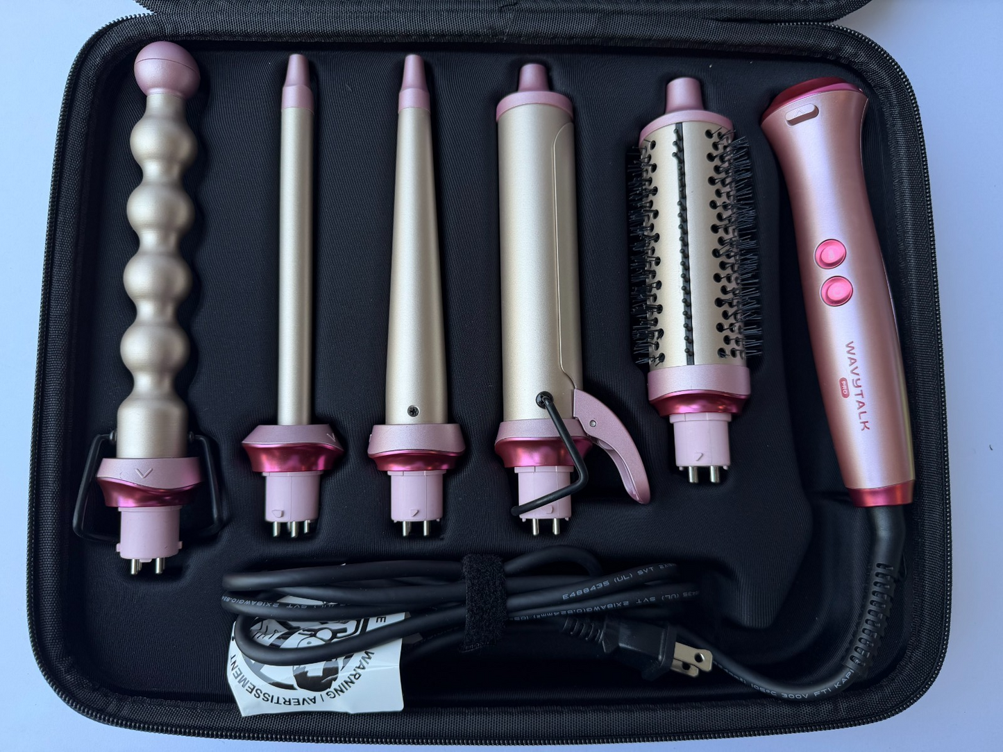 Wavytalk Heatwave Pro 5-in-1 Curling Wand Set, Includes Thermal Brush and 4