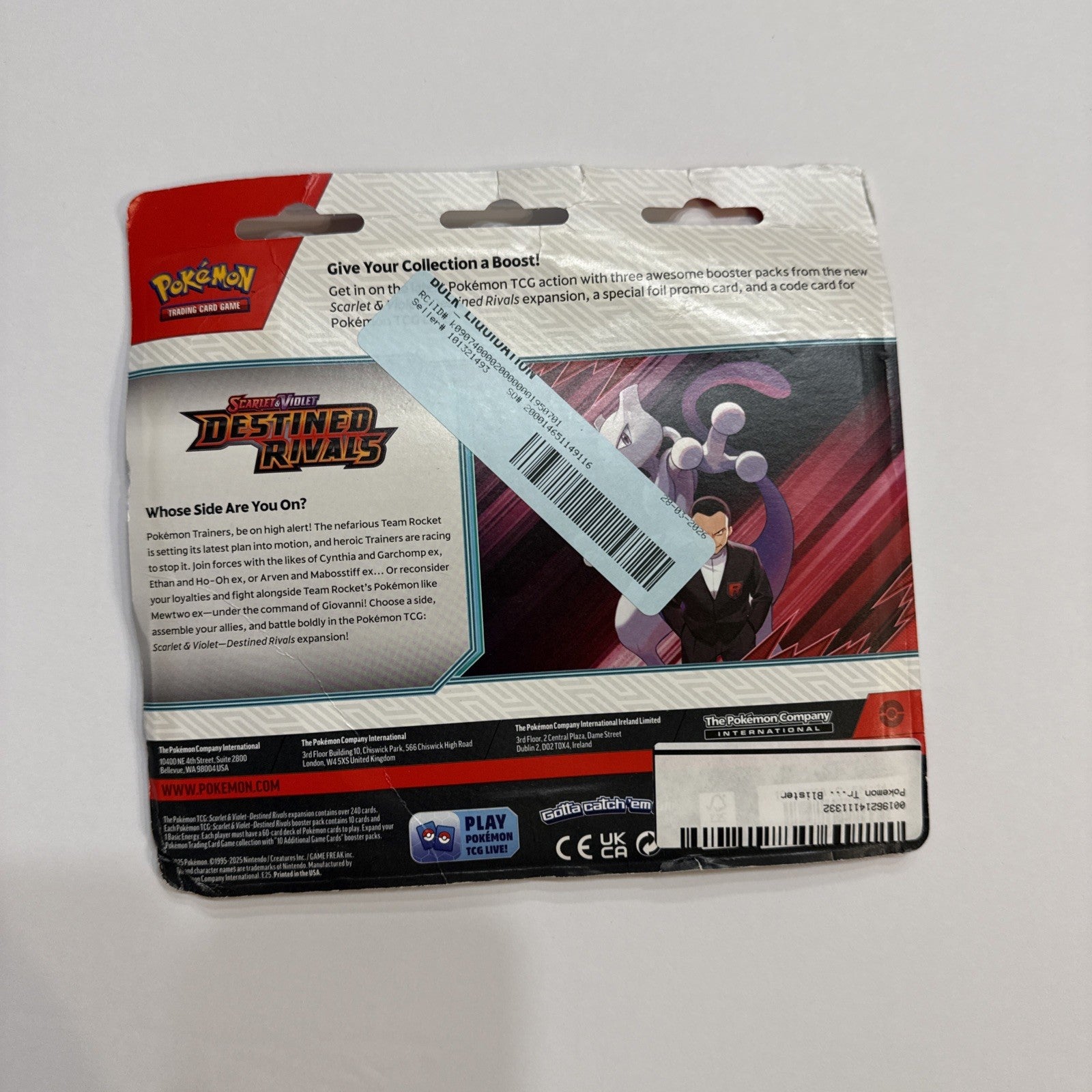 Pokémon TCG: Scarlet & Violet—Destined Rivals 3-Pack Blister featuring a Zebstri