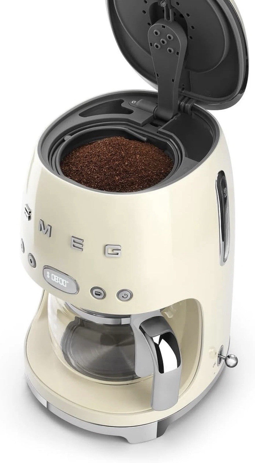 SMEG 50s Retro Drip Coffee Maker 10-Cup Auto Start Keep Warm Cream -Programmable
