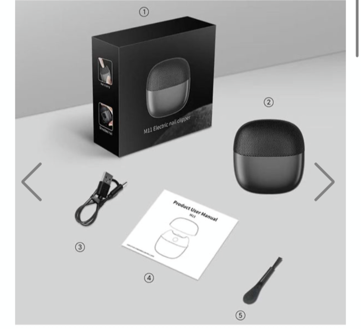 M11 Electric Nail Clipper Black Type-C Rechargeable 5W Low Noise Safety