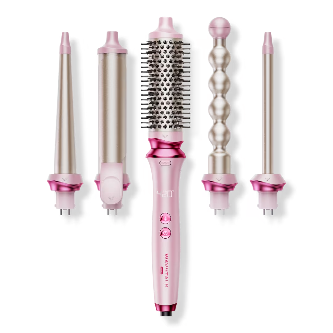 Wavytalk Heatwave Pro 5-in-1 Curling Wand Set, Includes Thermal Brush and 4
