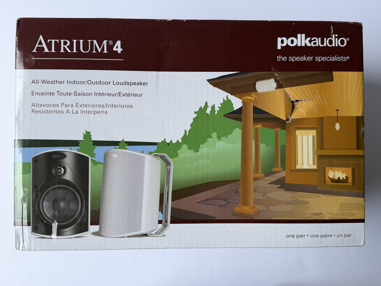 Polk Audio Atrium45 Indoor Outdoor Speakers - Pair of 2 with Mounting Brackets