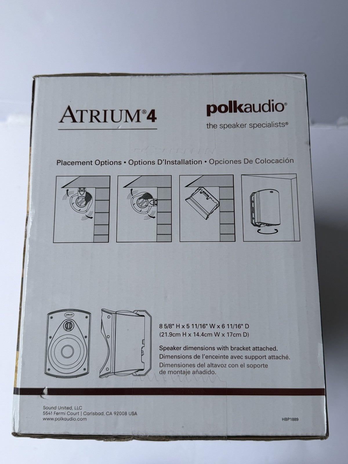 Polk Audio Atrium45 Indoor Outdoor Speakers - Pair of 2 with Mounting Brackets