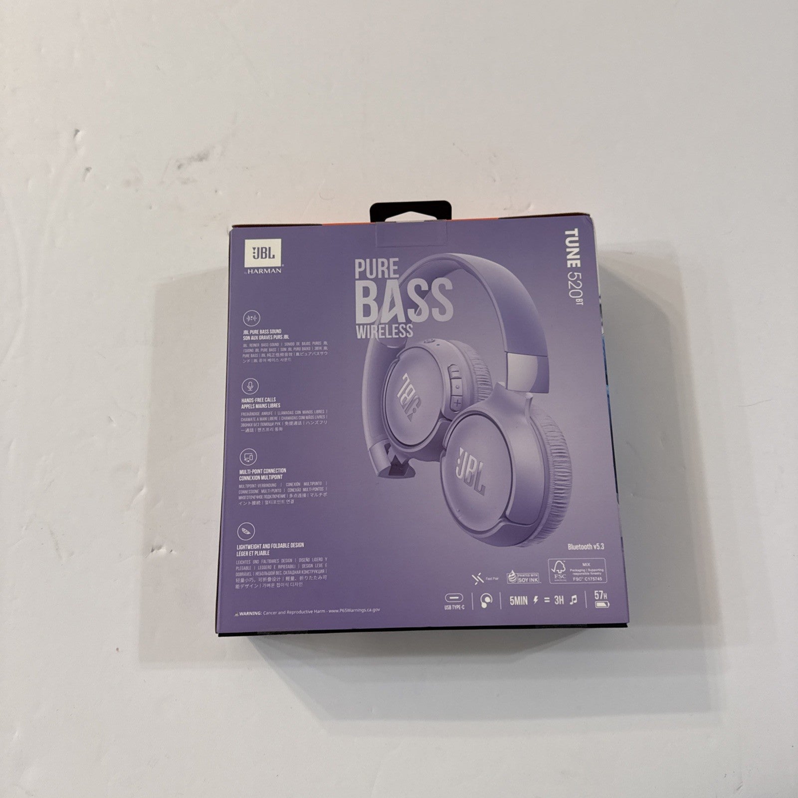 JBL Tune 520BT Wireless Bluetooth Headphones Purple NEW SEALED