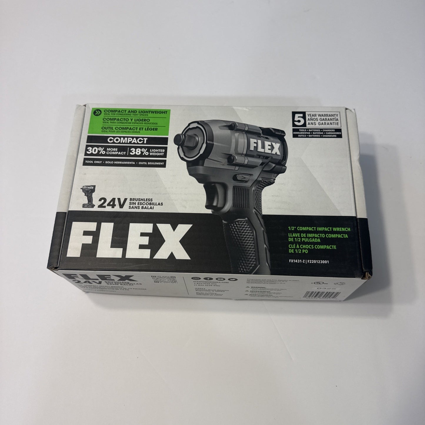 Flex FX1431-Z 24V 1/2 Cordless Compact Impact Gun 450ftlbs Torque Tool Only New