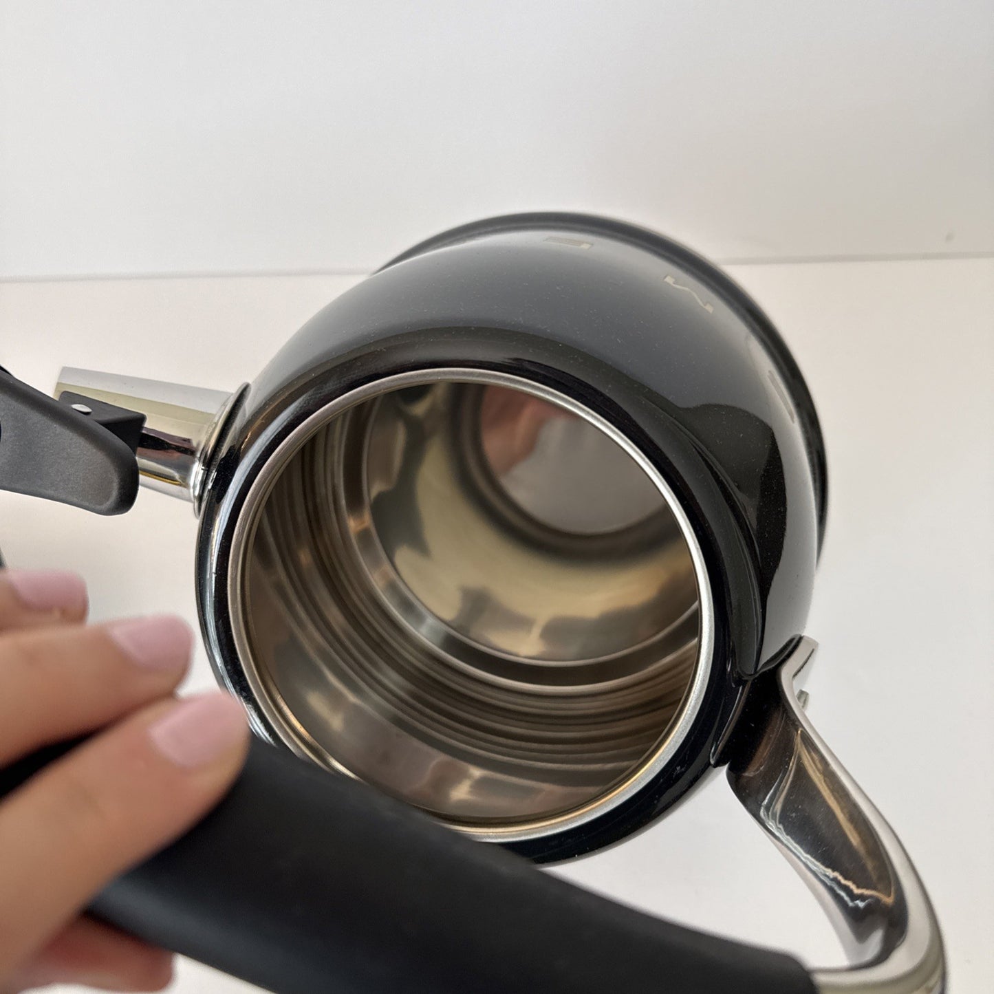 SMEG 2.3L Black Whistling Tea Kettle Stainless Steel Stovetop 50s Retro No Box