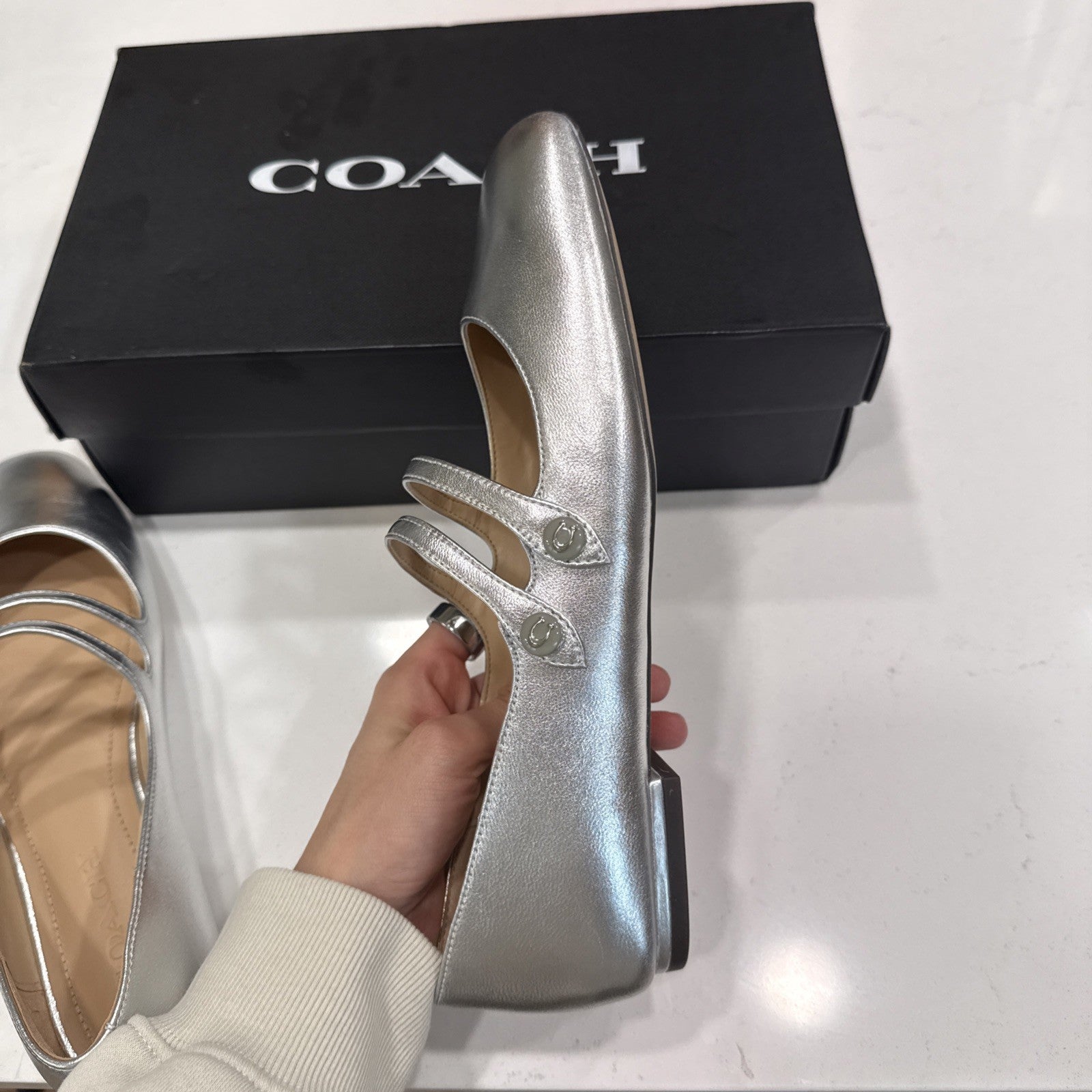 COACH Women's  Shoes Winley Mary Jane metallic leather Size 9 NIB