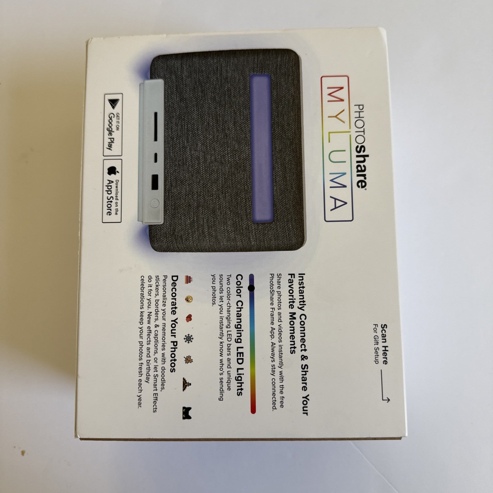 Myluma Photoshare 7inch Silver Moon LED Smart Frame NIB Model FML07SM