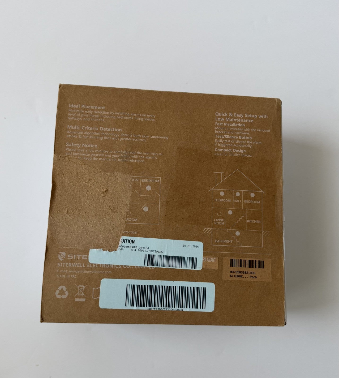 Siterwell Photoelectric Smoke Alarm 8 PCS - 10-Year Battery GS509A