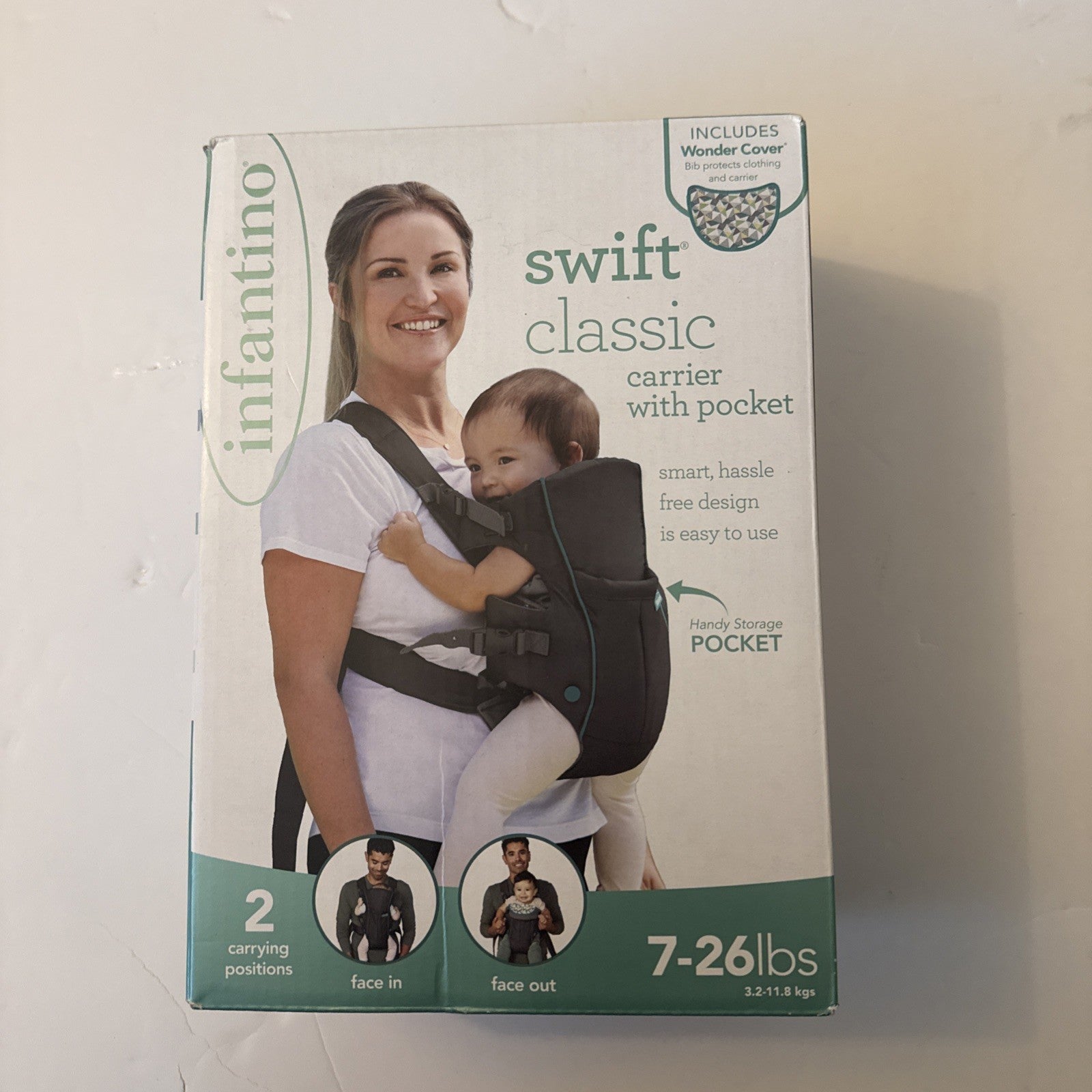 Baby Carrier with Pocket for 7- 26lbs. Infantino Swift Classic New in Box