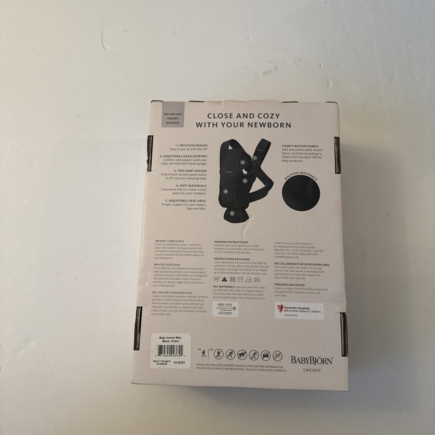 Baby Bjorn Baby Carrier Mini Black Newborn 7-25lb Machine Washable
