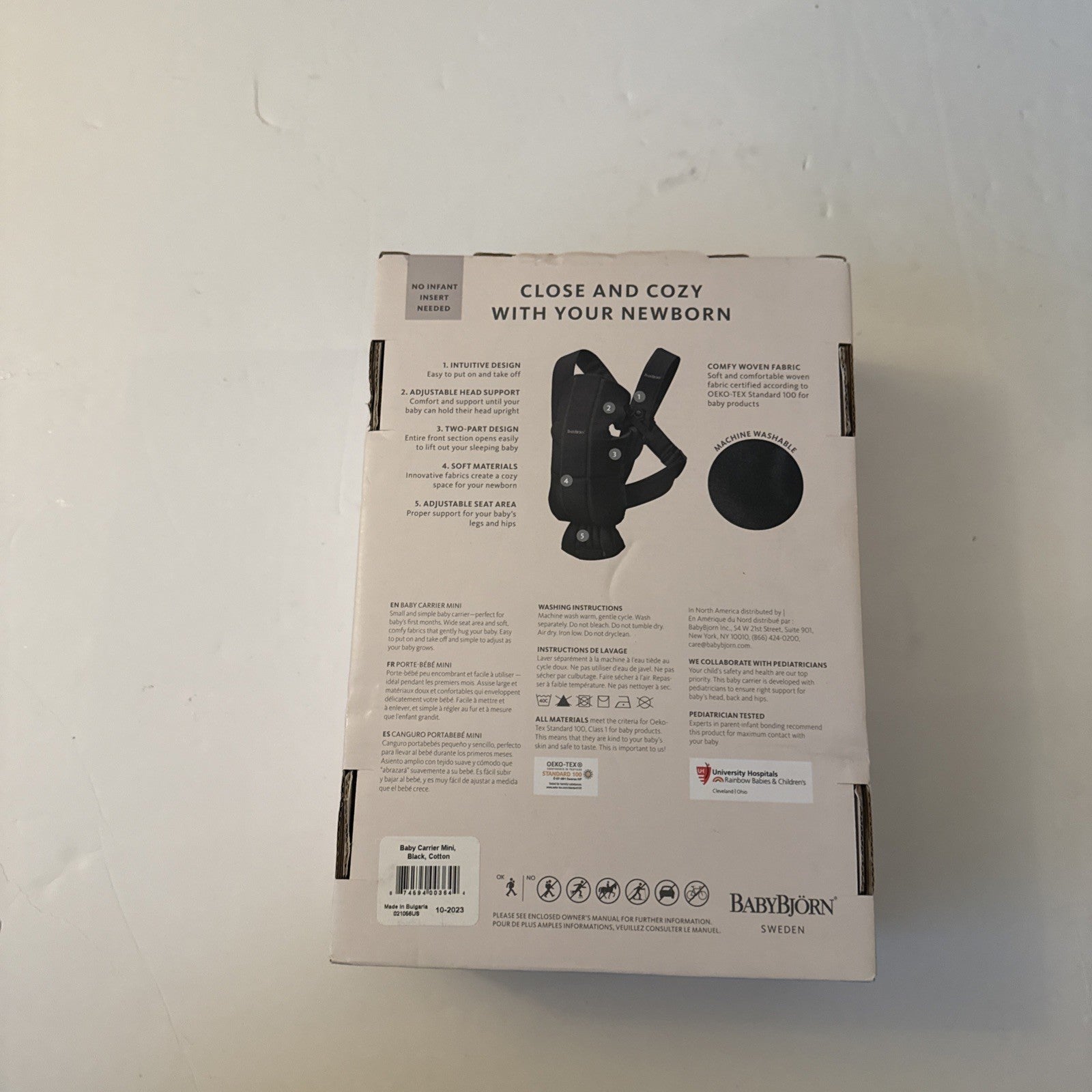 Baby Bjorn Baby Carrier Mini Black Newborn 7-25lb Machine Washable
