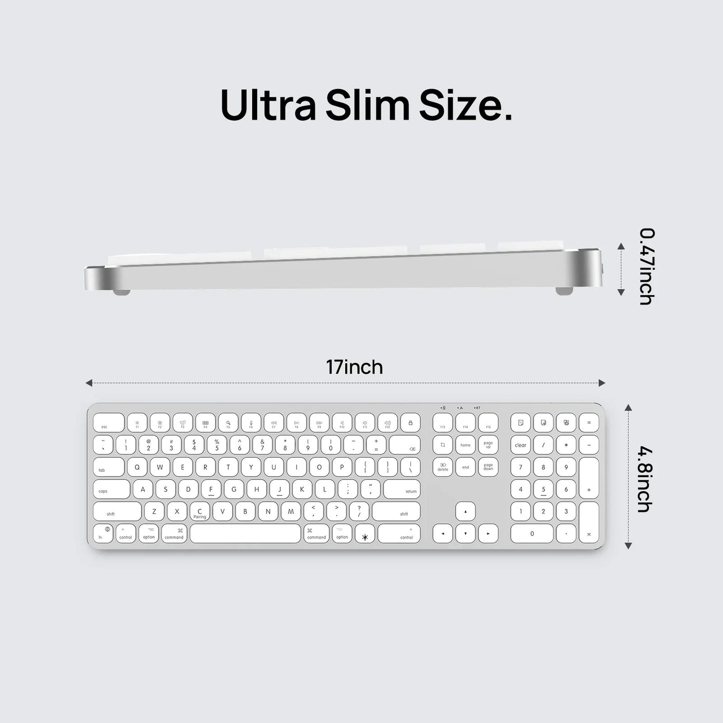 SODI Aluminum Rechargeable Backlit Wireless Mac Keyboard with Numeric Keys NEW