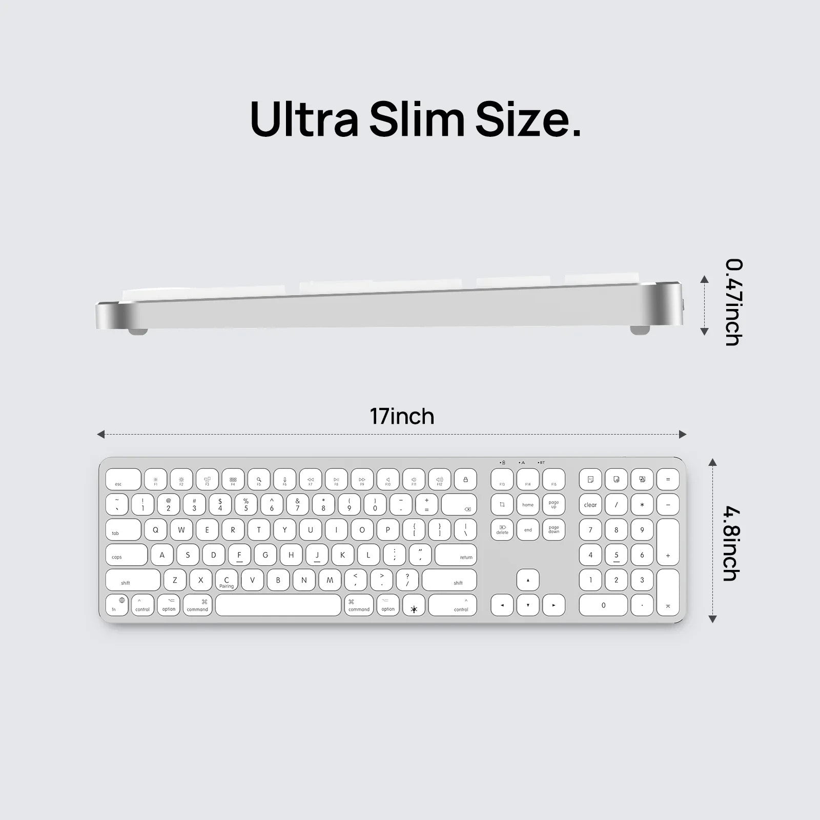 SODI Aluminum Rechargeable Backlit Wireless Mac Keyboard with Numeric Keys NEW