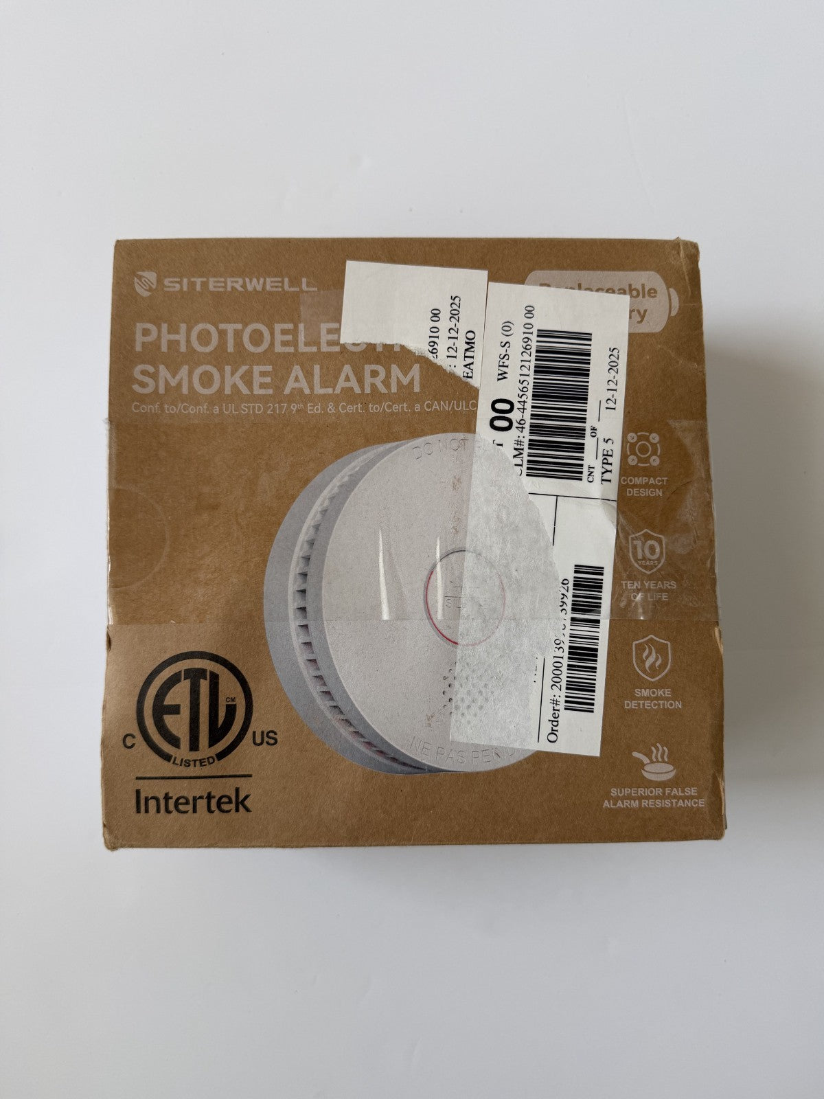 Siterwell Photoelectric Smoke Alarm 8 PCS - 10-Year Battery GS509A