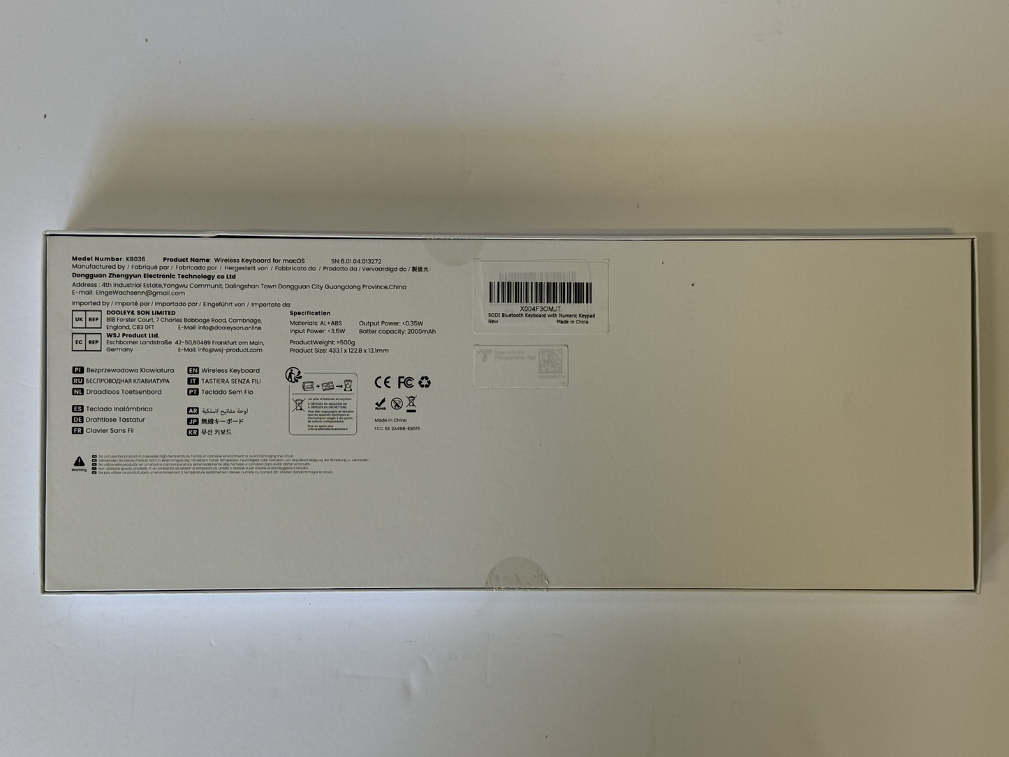SODI Aluminum Rechargeable Backlit Wireless Mac Keyboard with Numeric Keys NEW