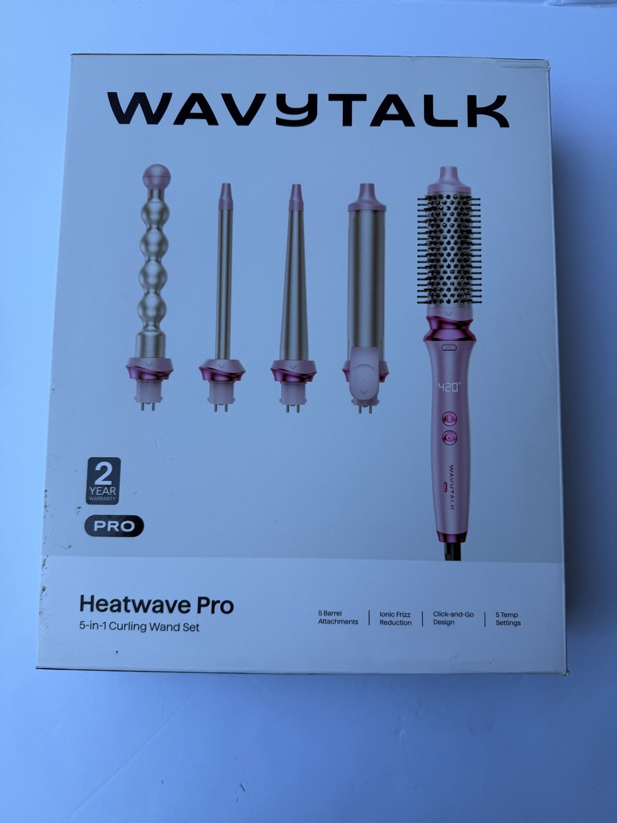 Wavytalk Heatwave Pro 5-in-1 Curling Wand Set, Includes Thermal Brush and 4