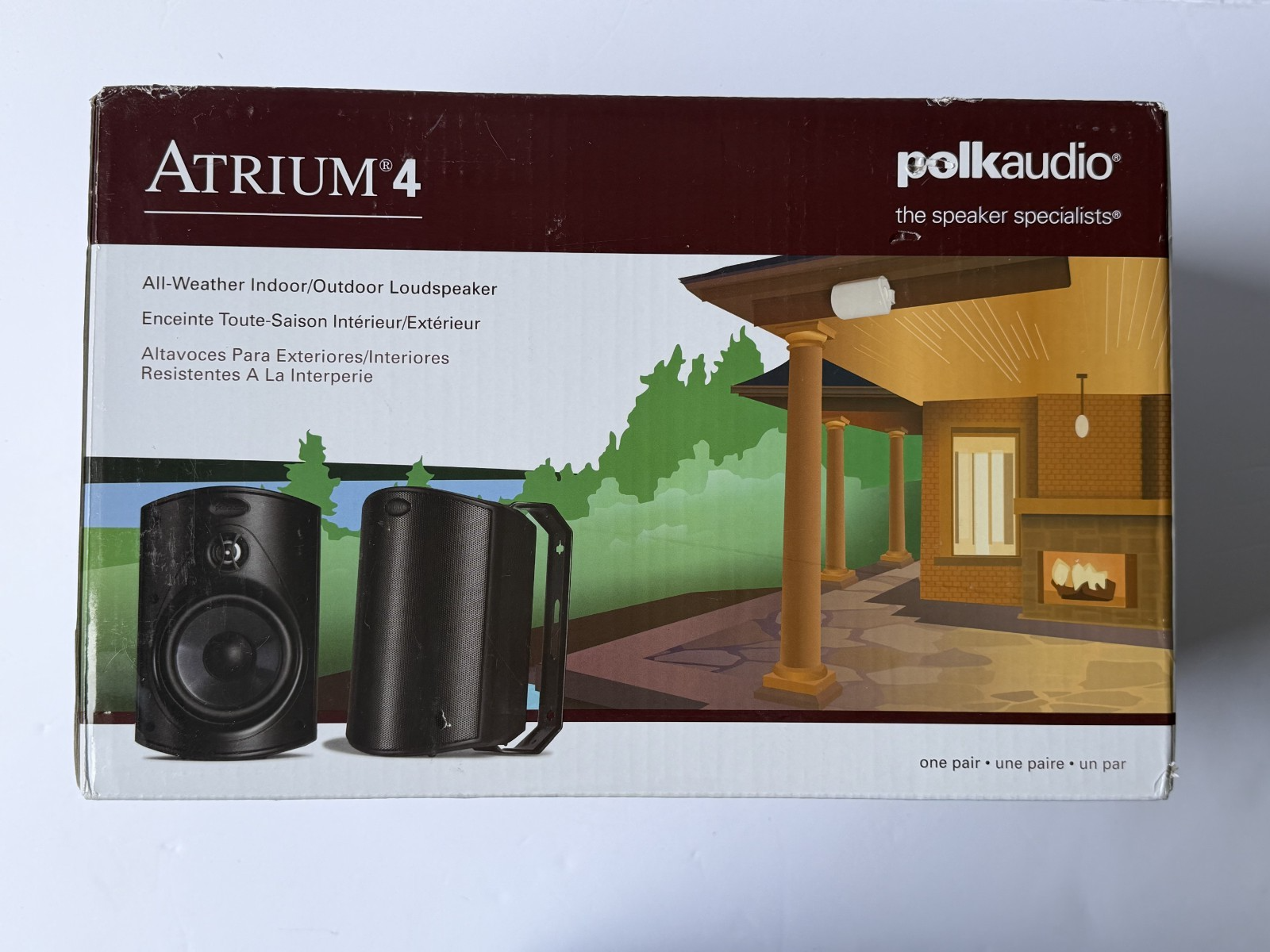 Polk Audio Atrium45 Indoor Outdoor Speakers - Pair of 2 with Mounting Brackets