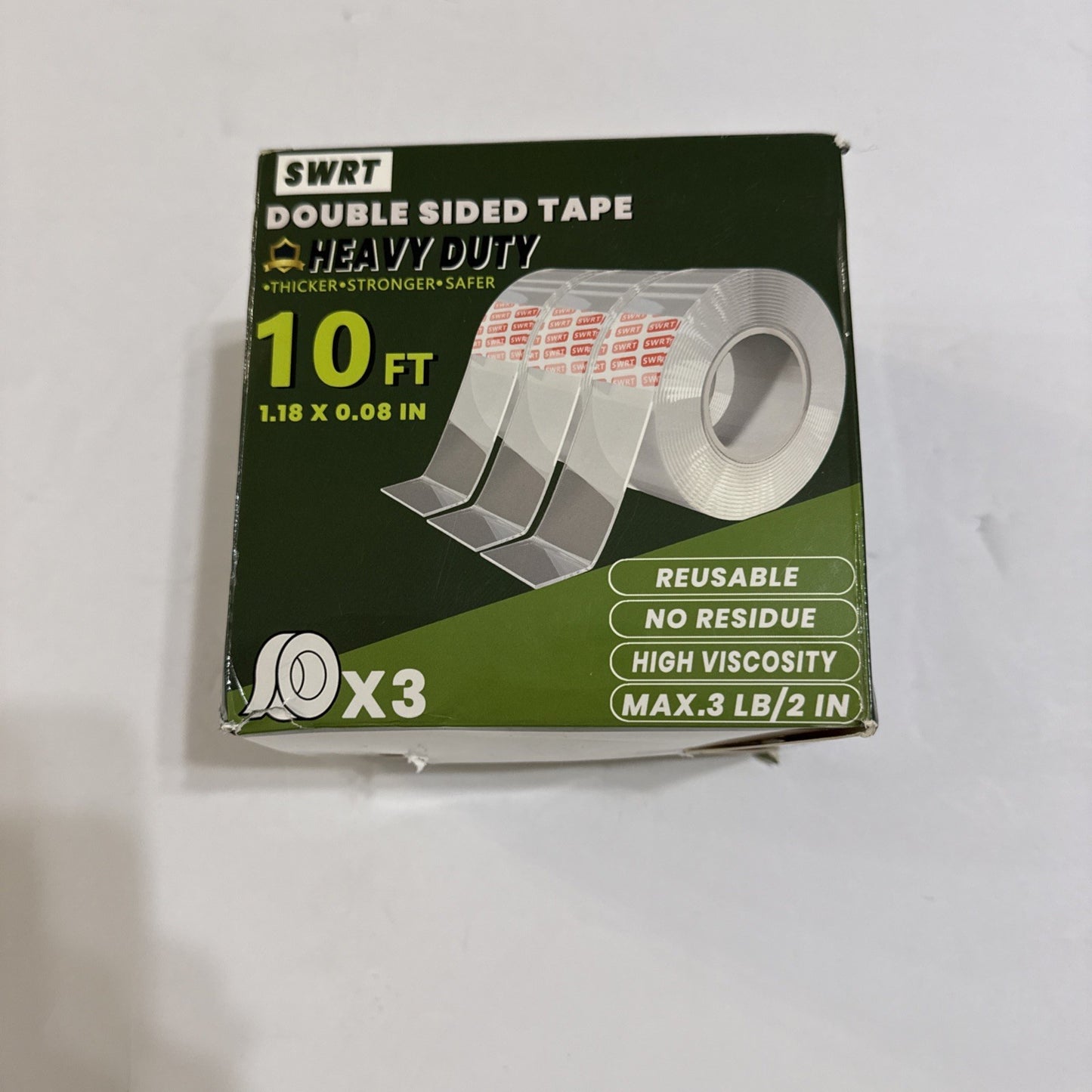SWRT Double Sided Heavy Duty Tape, 1.18 Inch x 120 Inch Extra Large X3...
