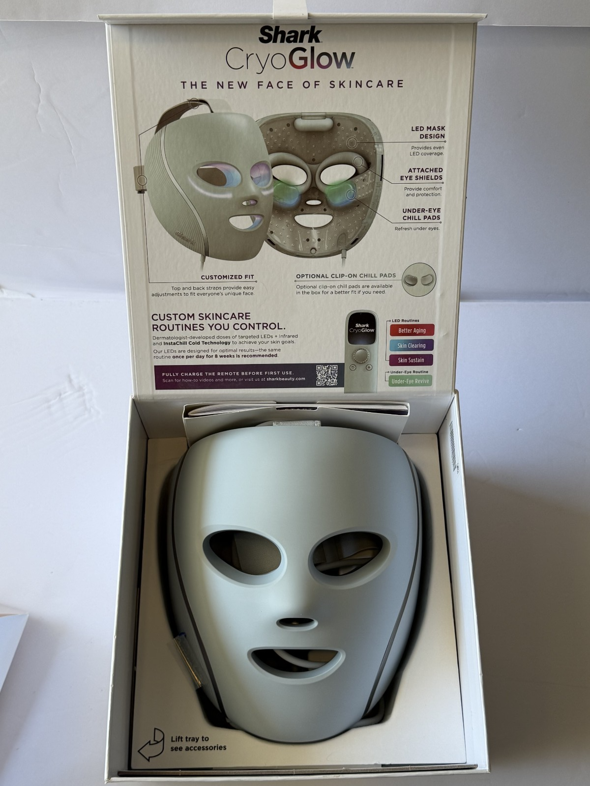 Shark CryoGlow LED Face Mask (FSA/HSA Eligible*) with Under-Eye Cooling