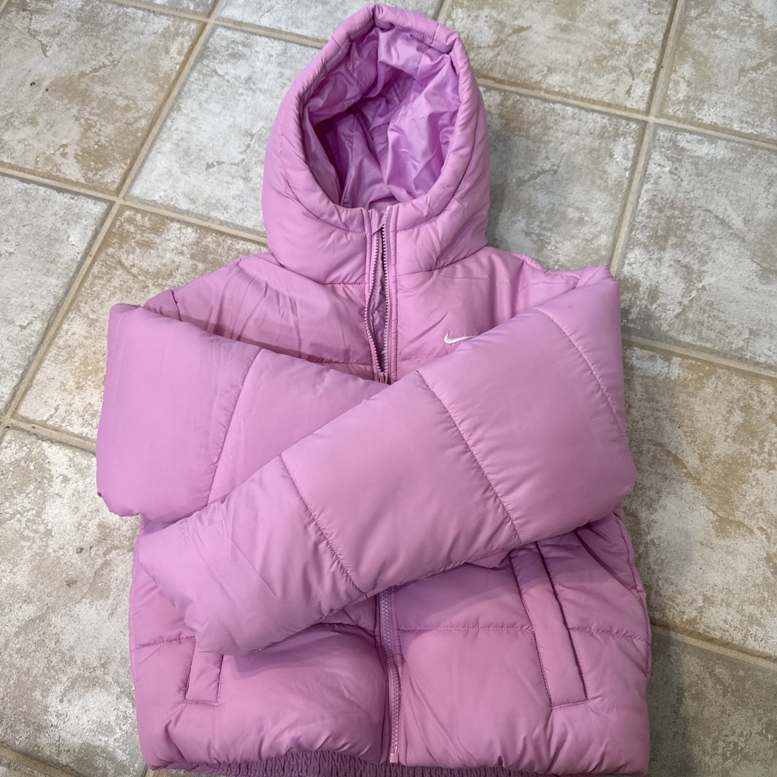 Nike Sportswear Classic Puffer Womens XS Therma-FIT Hooded Jacket FZ5899 Crop