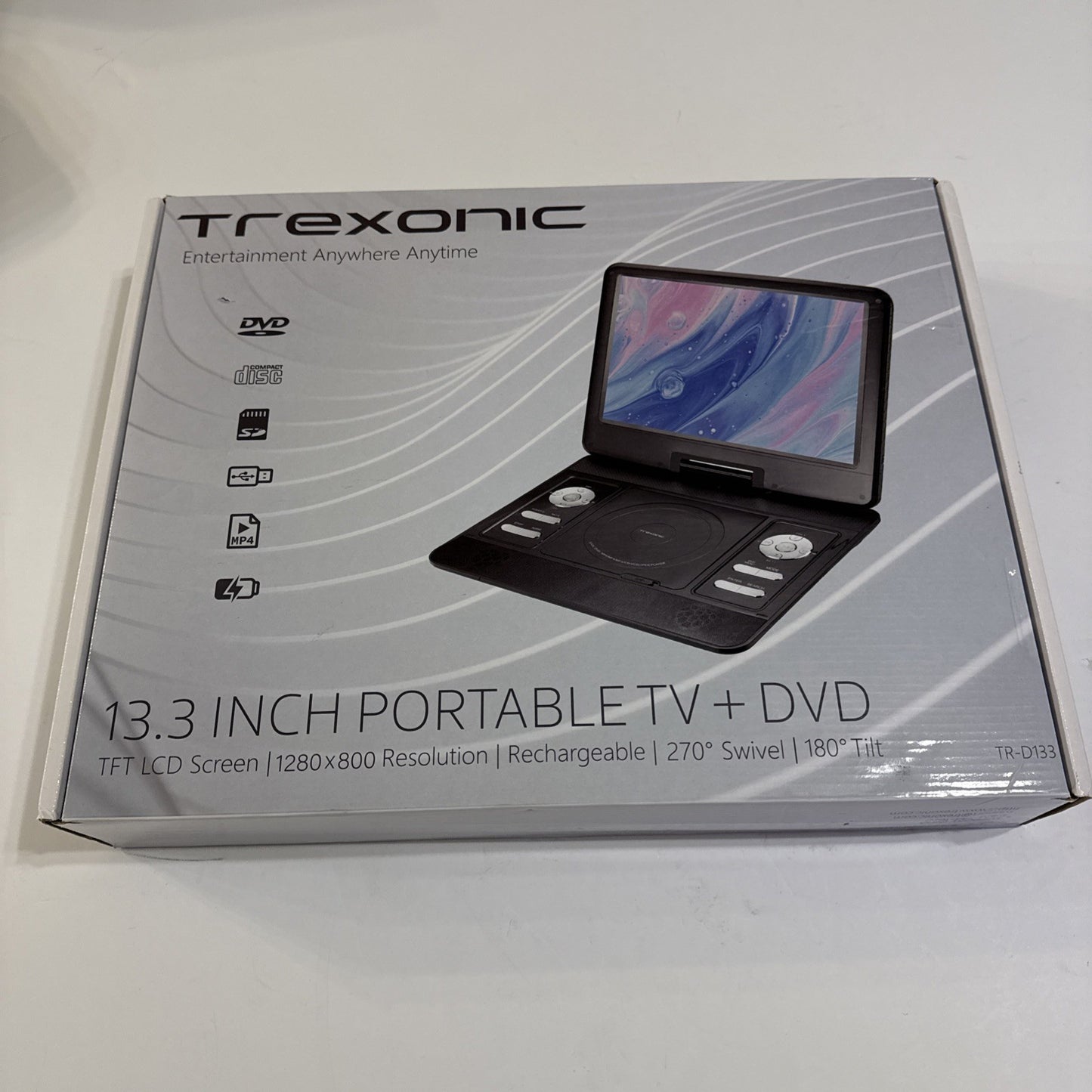 Trexonic 13.3 Inch Portable TV+DVD Player LCD Screen 1280 x 800 Black