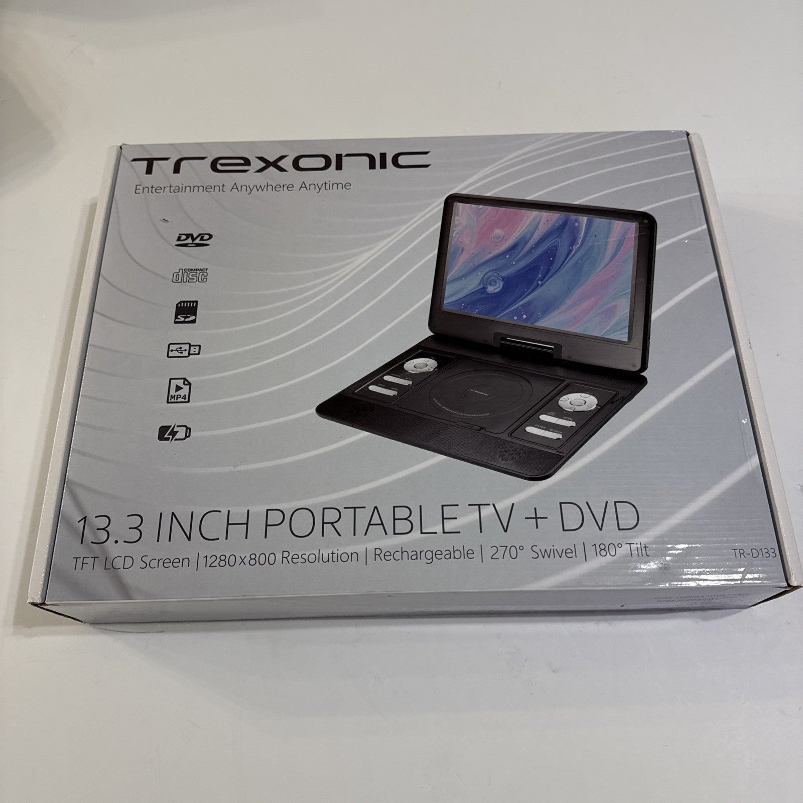Trexonic 13.3 Inch Portable TV+DVD Player LCD Screen 1280 x 800 Black
