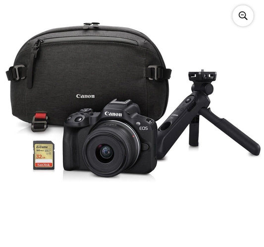 Canon EOS R50 Mirrorless Camera  Tripod Grip Bundle 18-45mm Lens,32GB Card,bag++