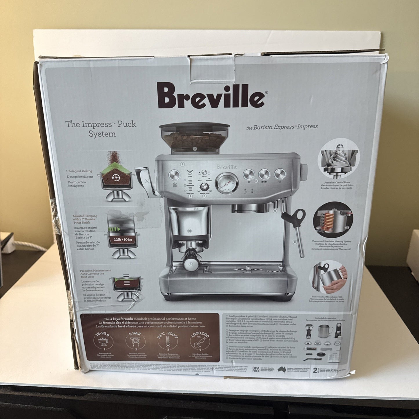 Breville Barista Express Impress Espresso Machine - BES876BSS1BNA1 Silver)Tested