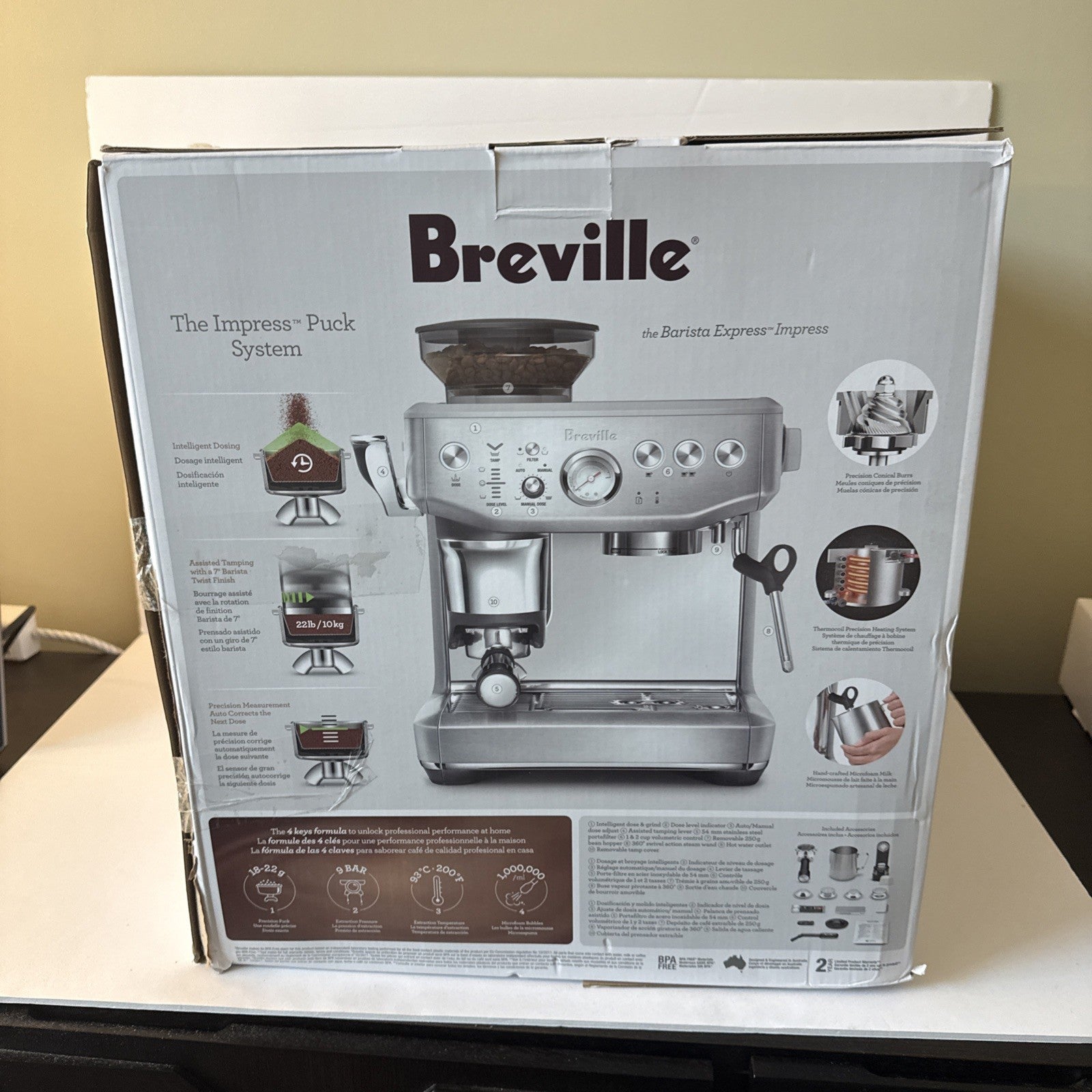 Breville Barista Express Impress Espresso Machine - BES876BSS1BNA1 Silver)Tested