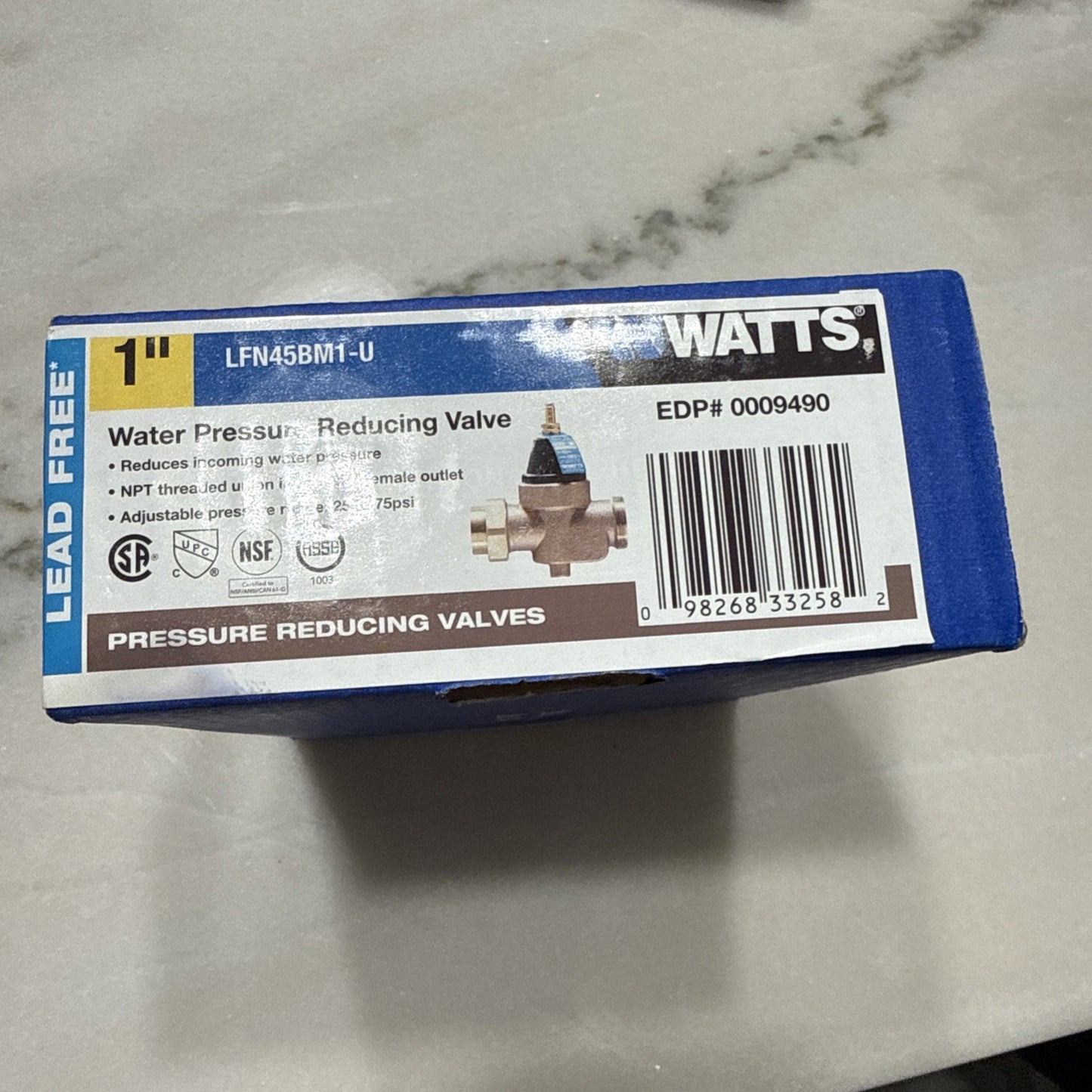 NEW Watts 1 LFN45BM1-U Lead Free Water Pressure Reducing Valve, 1" 0754713