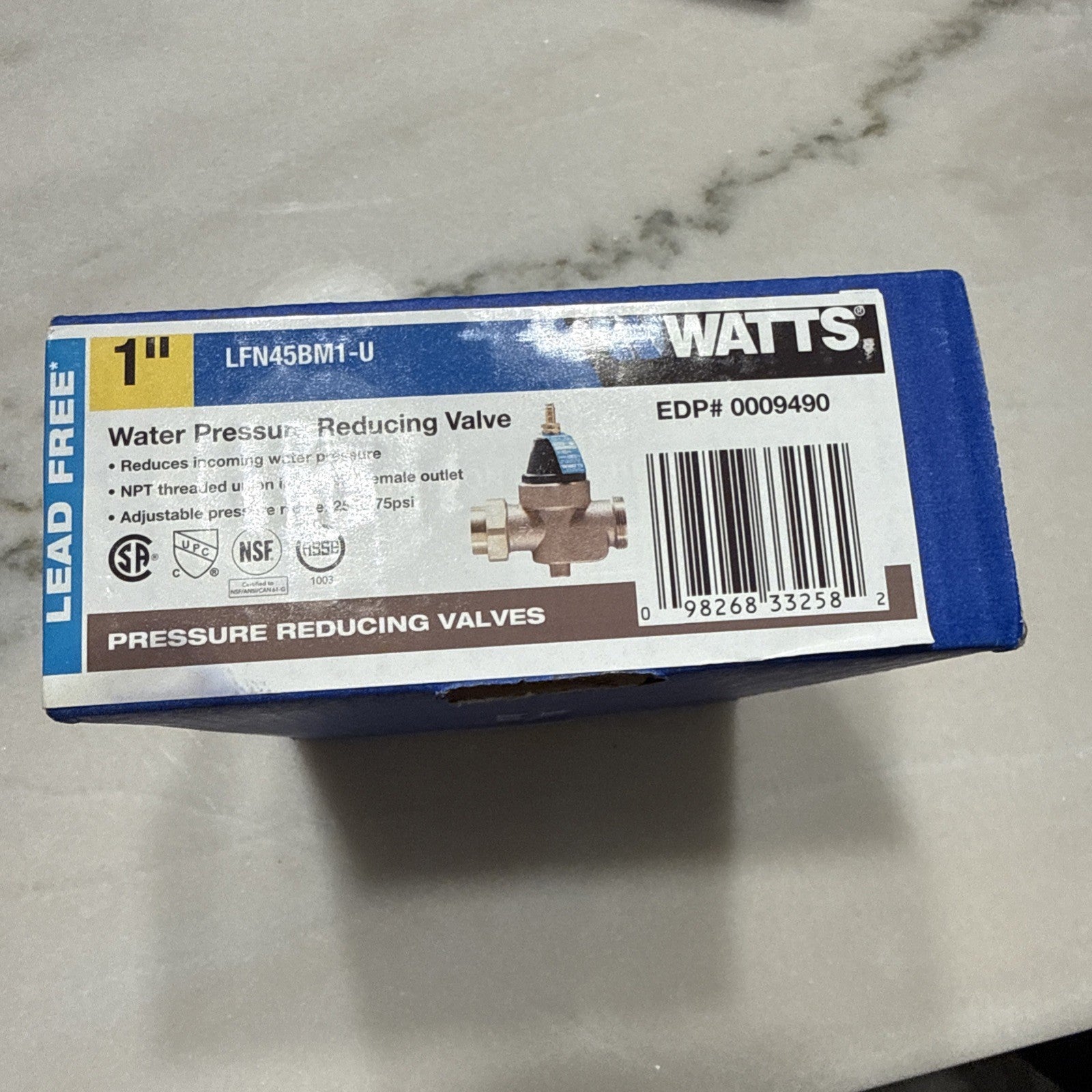 NEW Watts 1 LFN45BM1-U Lead Free Water Pressure Reducing Valve, 1" 0754713