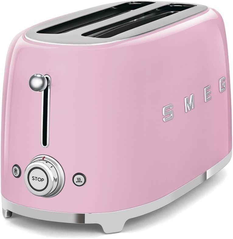 SMEG - TSF02 4-Slice Long Wide-Slot Toaster - PINK (open box)
