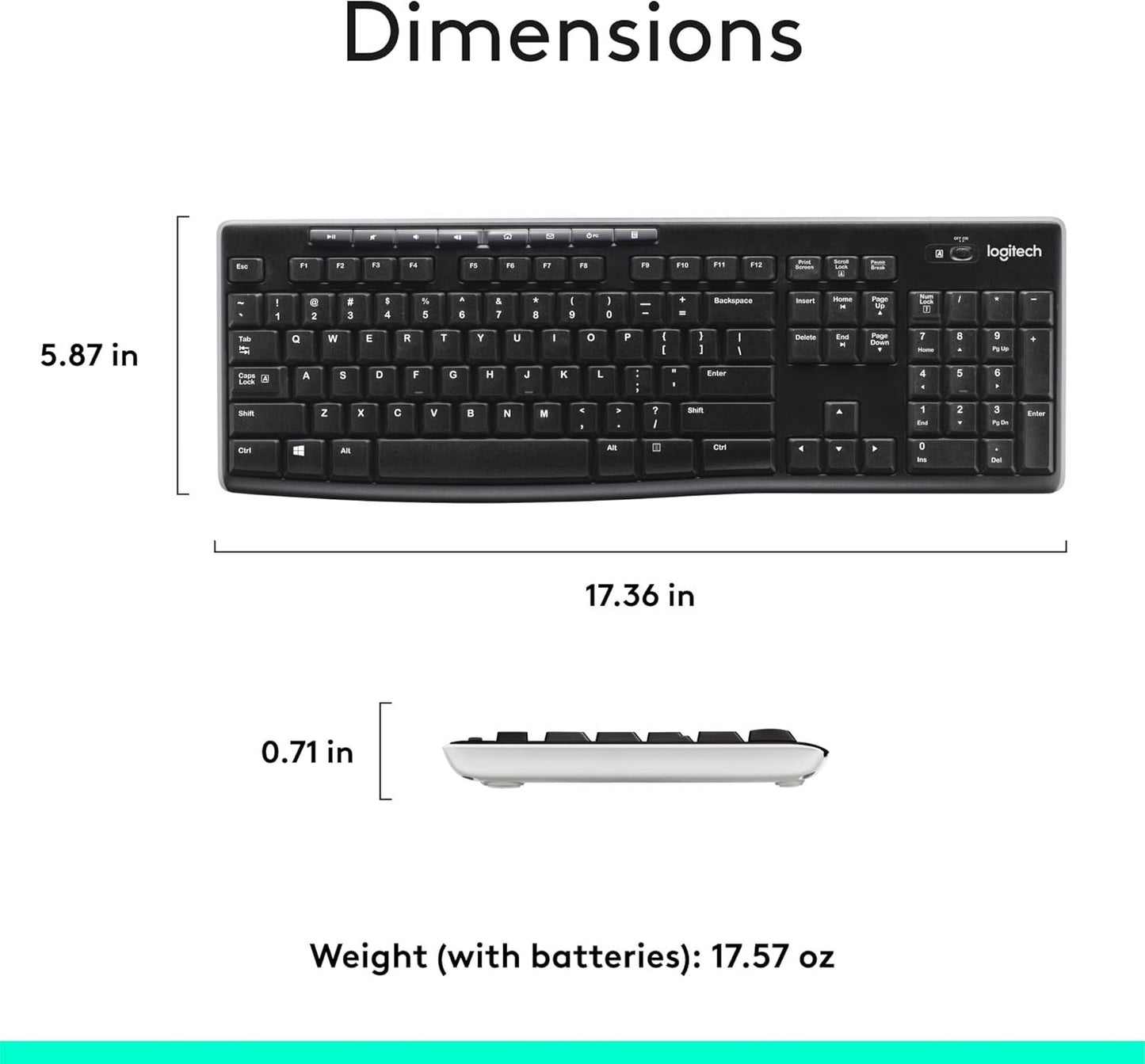 Logitech K270 Full-size Wireless Keyboard PC Includes Unifying Receiver NEW