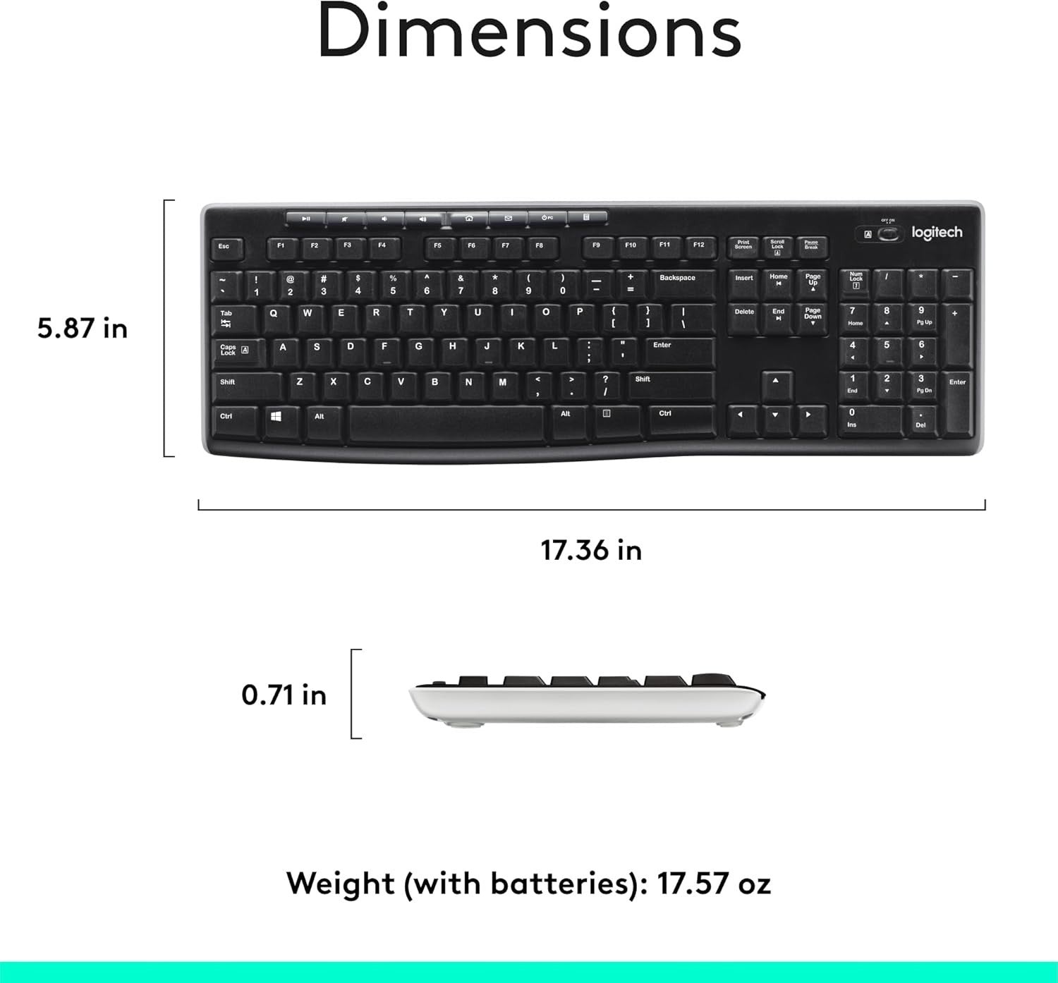 Logitech K270 Full-size Wireless Keyboard PC Includes Unifying Receiver NEW