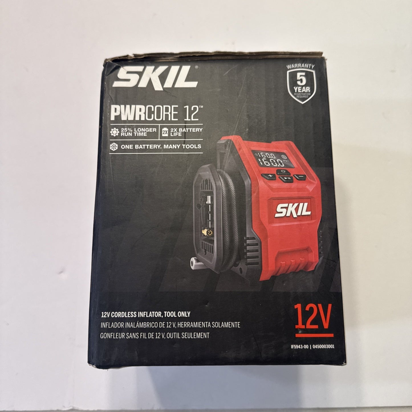 NEW SKIL PWR CORE 12 12-Volt Cordless Inflator Tool Only Tire Pump