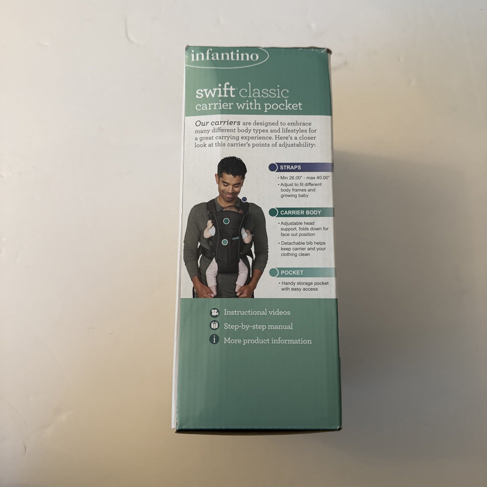 Baby Carrier with Pocket for 7- 26lbs. Infantino Swift Classic New in Box