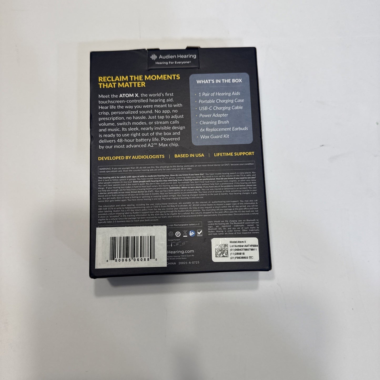 Audien Hearing  ATOM X -Rechargeable OTC Hearing Aids  BLUETOOTH