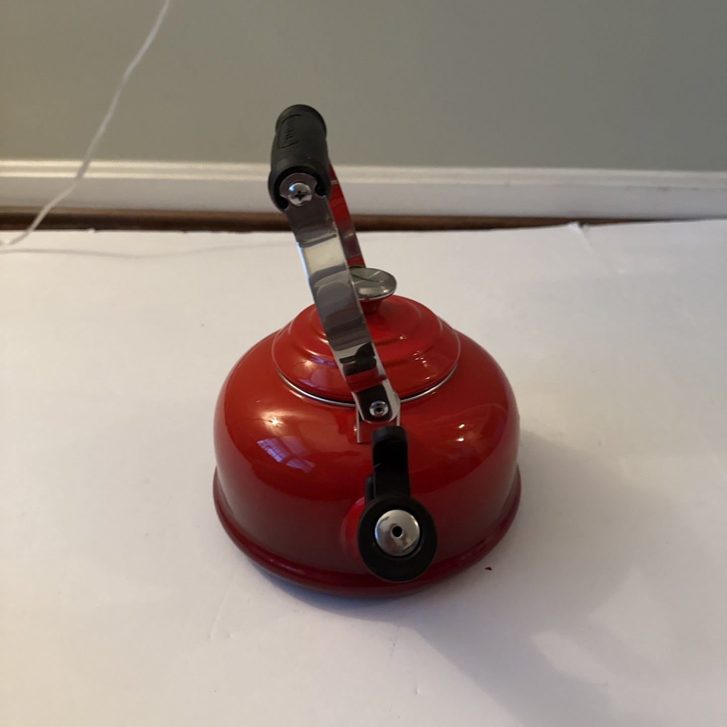 Le Creuset Enameled Steel 1.7 Quart Classic Whistling Kettle, Cerise Red - New