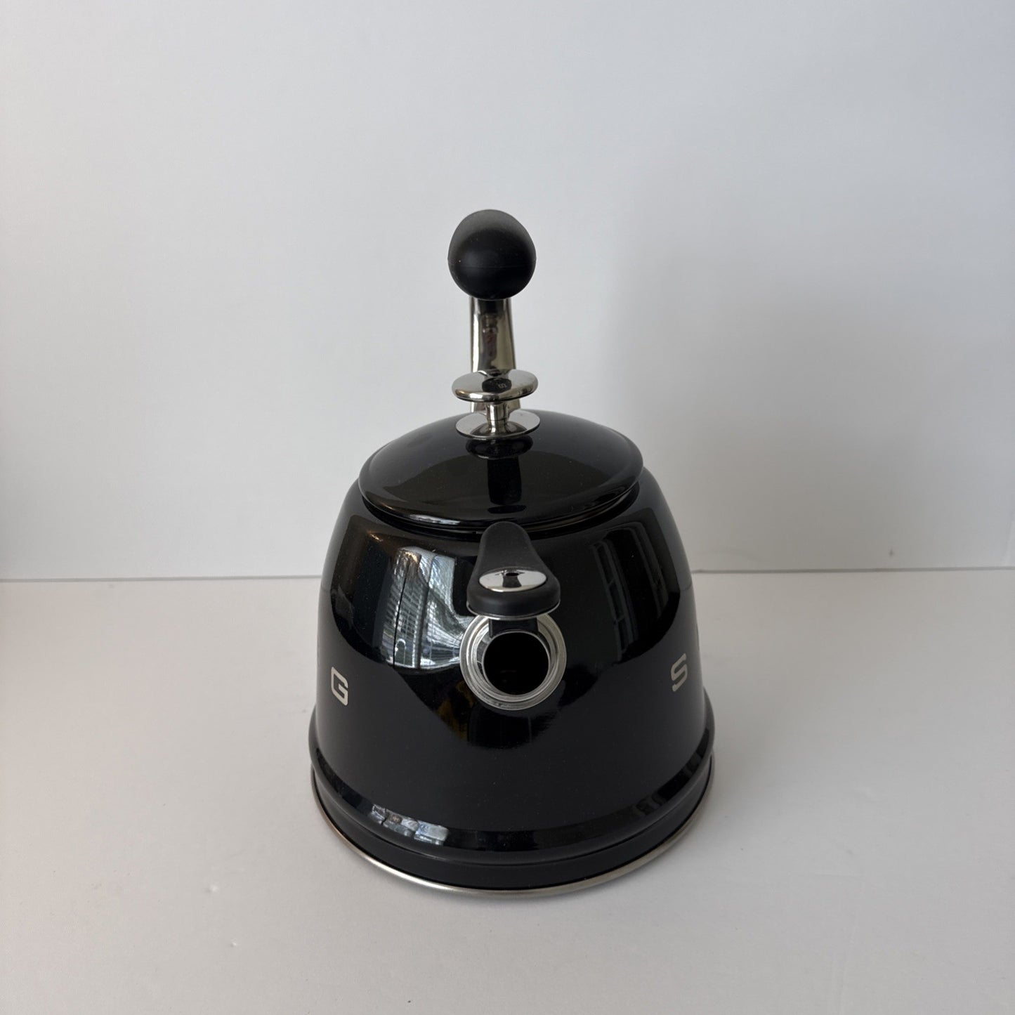 SMEG 2.3L Black Whistling Tea Kettle Stainless Steel Stovetop 50s Retro No Box