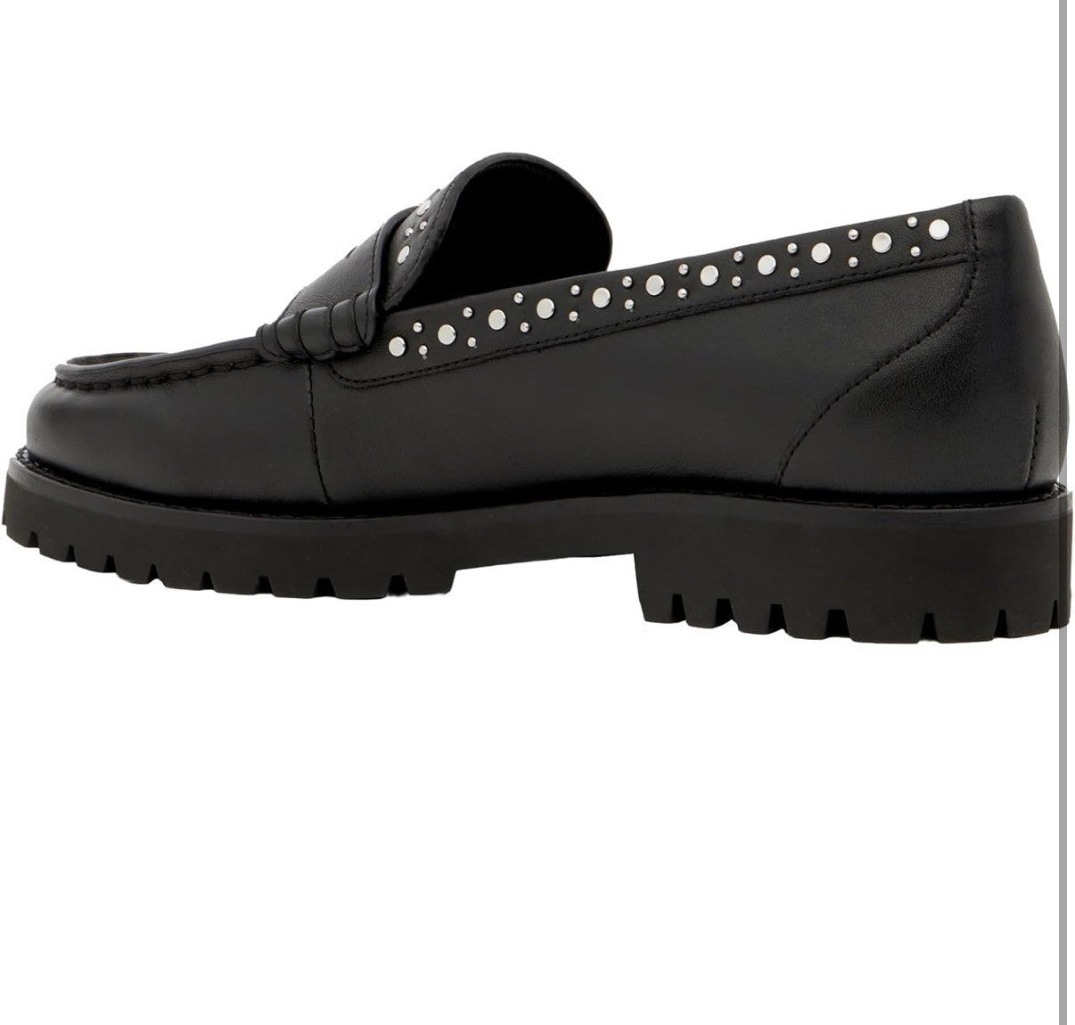 New $328 PAIGE Ellis Studded Black LEATHER Loafers size 8