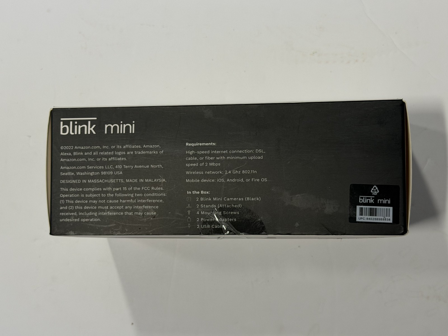 Blink Mini 2 Pack 1080p WiFi Security Camera Motion Detect Night Vision - Black