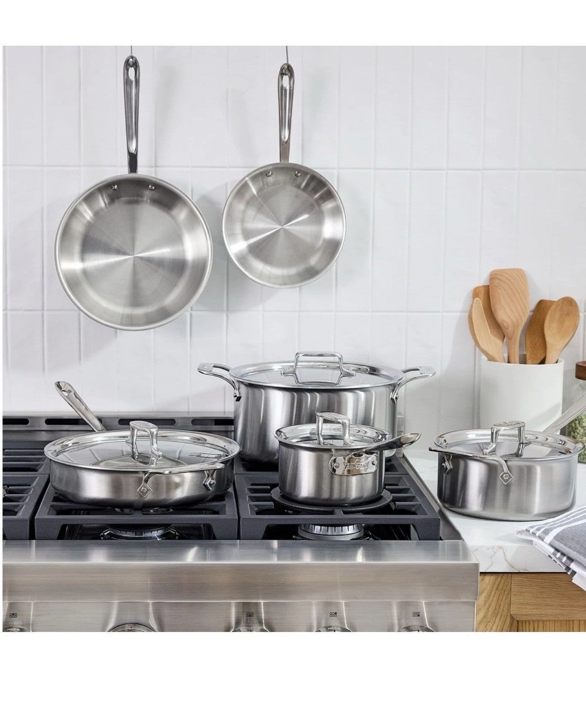 All Clad D5 Stainless Steel 10 Piece Cookware Set Induction Compatible