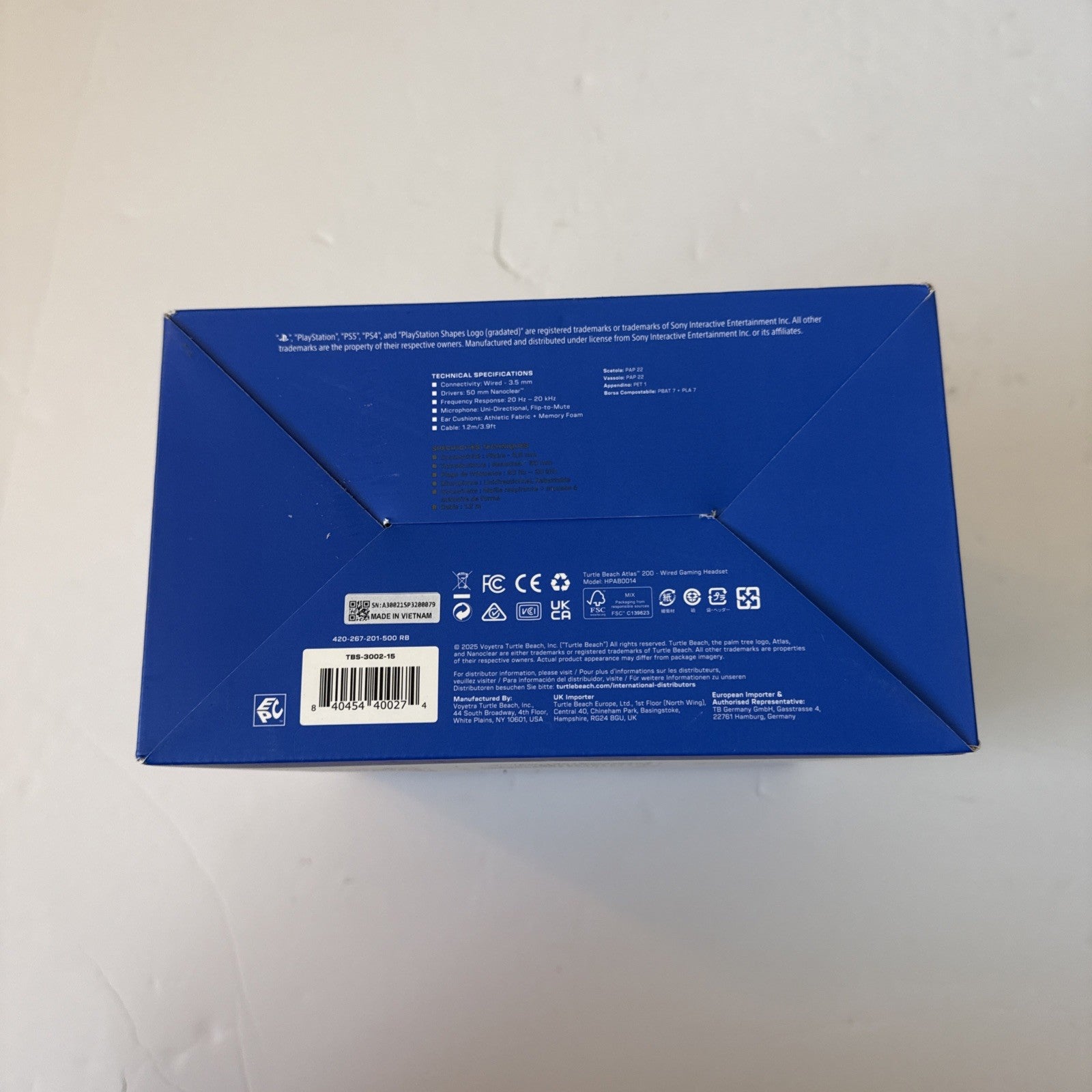Turtle Beach Atlas 200 White Wired Gaming Headset for Sony PS5/PS4 - Brand New